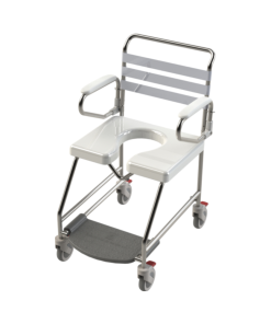 Alternative view of Kcare Transit Shower Commode with Weight Bearing Footplate